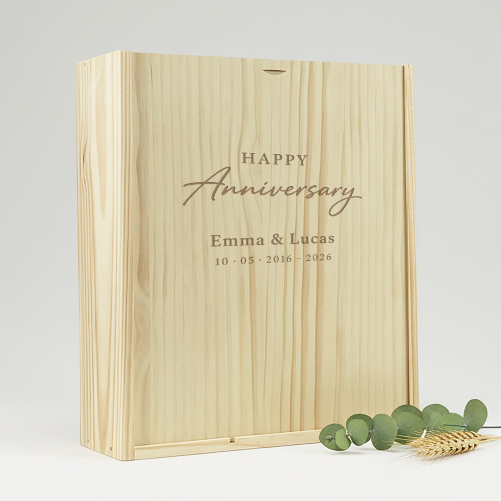 Weinkiste mit Gravur 3 Fächer mit Schiebedeckel, ideal für personalisierte Geschenke mit Ihrem eigenen Design oder Logo.