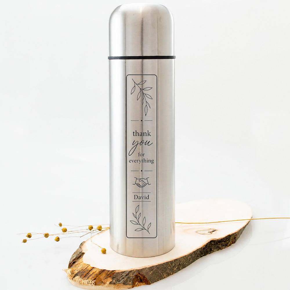 Thermosflasche mit Gravur 750 ml, ideal für personalisierte Geschenke mit Ihrem eigenen Design oder Logo