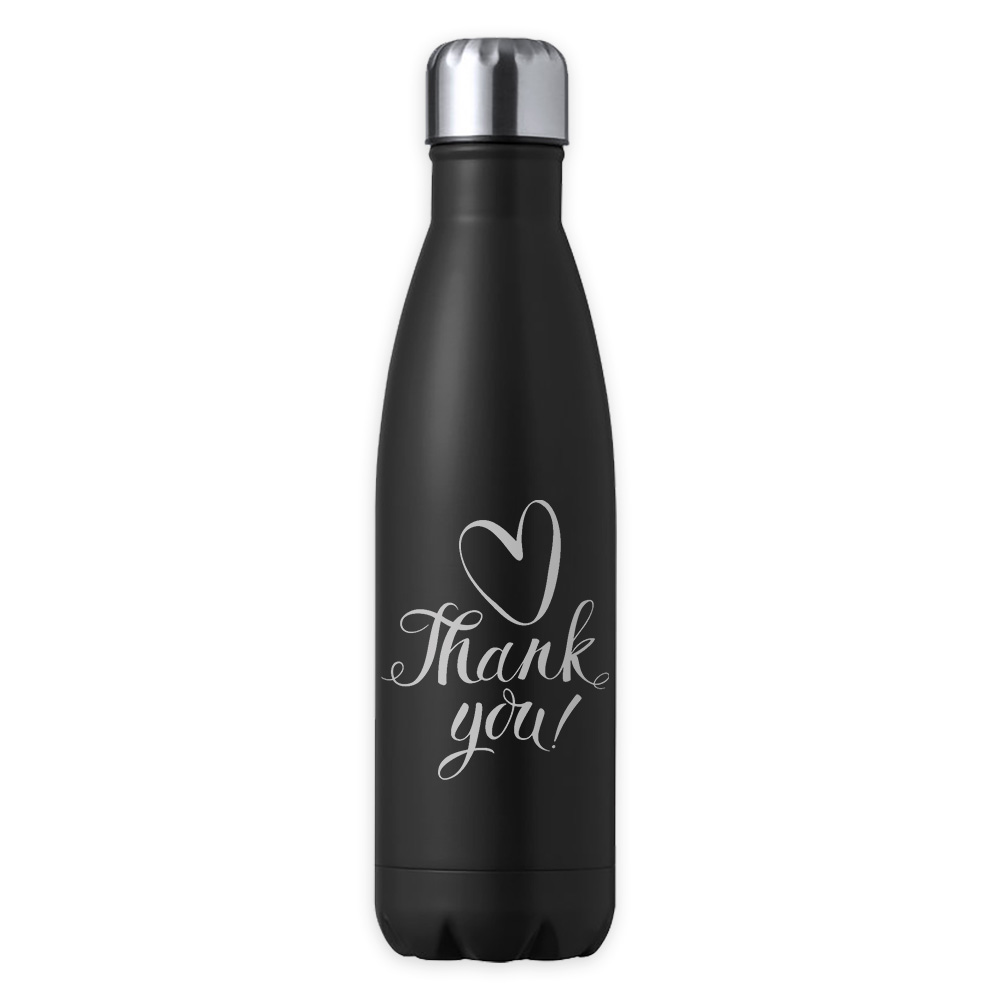 Schwarze Thermosflasche 550ml mit Namensgravur, Dankeschön Kollege