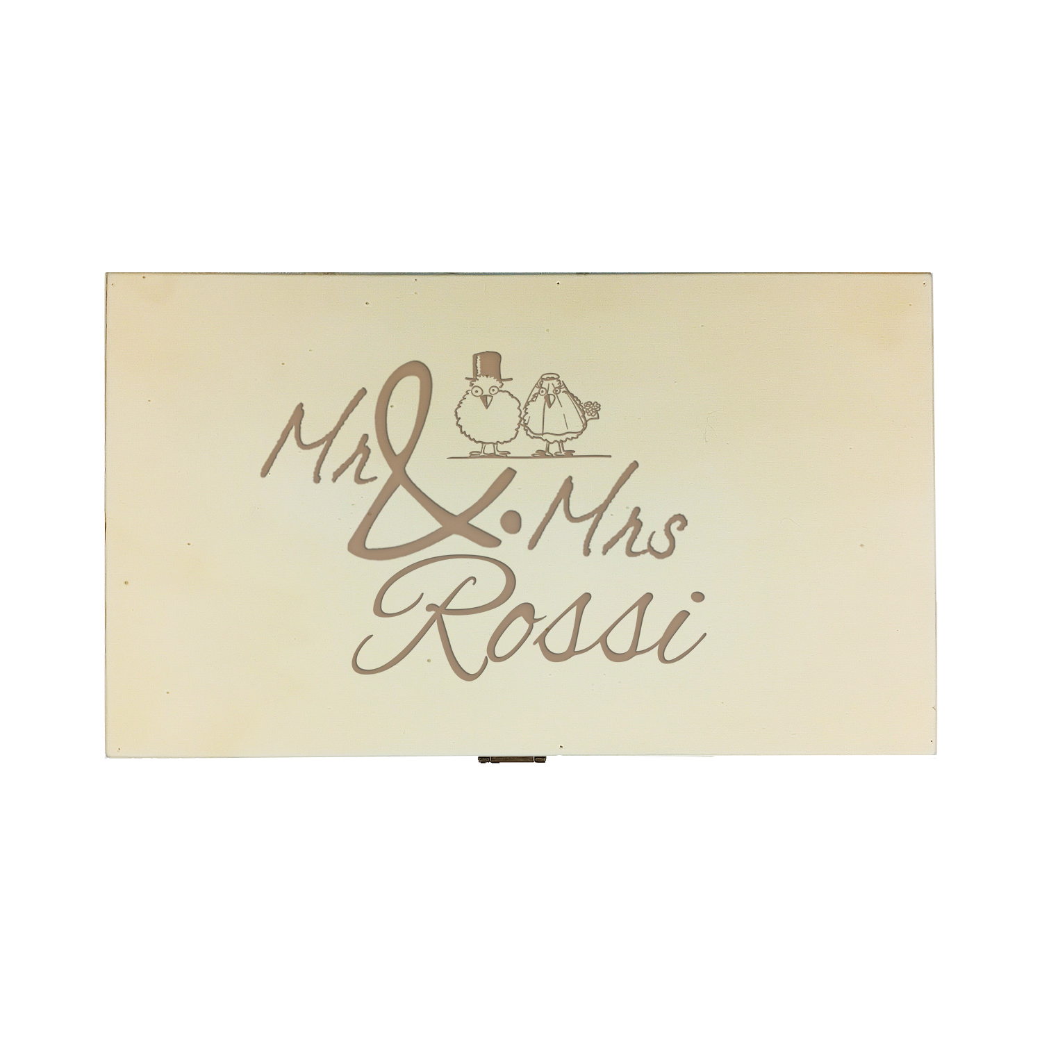 leichte Weinkiste 2 Fächer Gravur persönliches Geschenk einzigartiges Geschenk eigenes Design mr und mrs rossi | Personalisierte Geschenke Helle Weinkiste aus Holz mit 2 Fächern und Logogravur - stilvolles Werbegeschenk