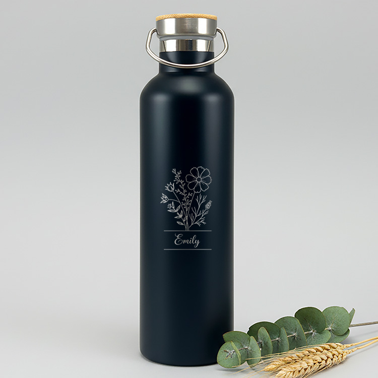Thermosflasche schwarz mit Gravur Personalsurprise Foto 1 1 | Personalisierte Geschenke Thermosflasche mit Gravur | Schwarz 1L - Bild 3